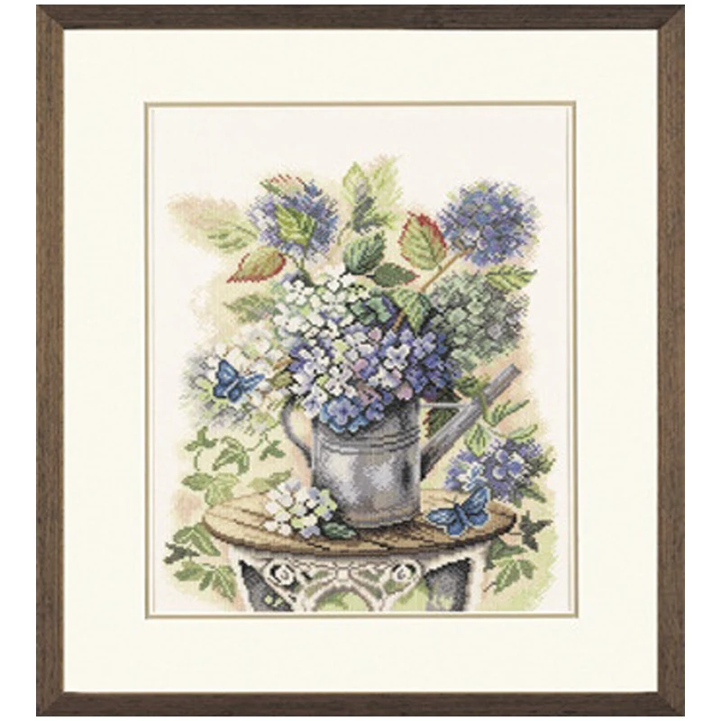 Lanarte 34809 Quality Beautiful Counted Cross Stitch Kits Embroidered Home Decoration Hydrangea And Butterfly