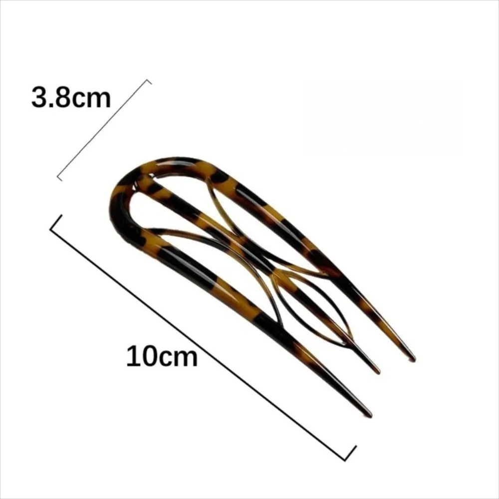 Acetate U-Shaped Hair Stick Leopard Print Hair Clip