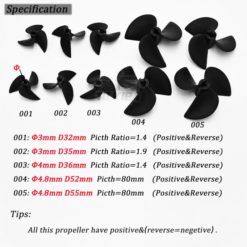 Rc Boat Propeller 3 Blades Nylon Propellers For 3mm/4mm/4.8mm Shaft Rc