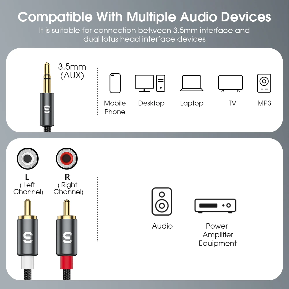 Essager-Aux ̺ Ŀ ̾ 3.5mm   ̺, - 3.5mm-2RCA ̺,   Ȩ þ ̾
