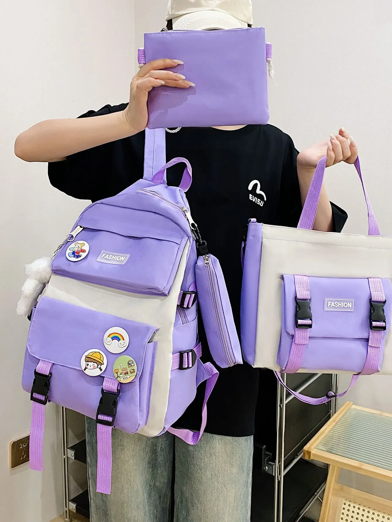 

3 шт., вместительная школьная сумка для детей-подростков, сумка из четырех предметов, студенческий рюкзак