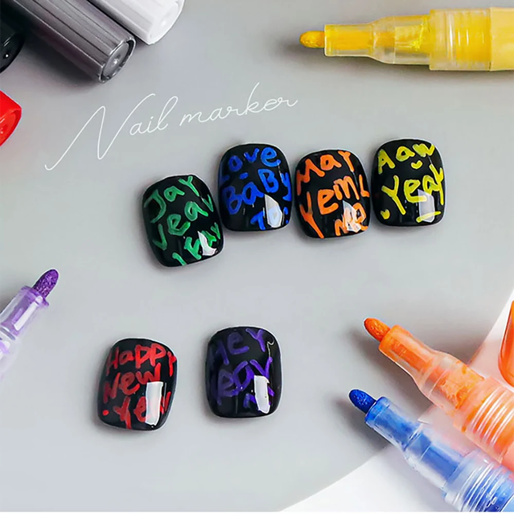 

12 Colors 1mm Nail Art Drawing Pen Graffiti Nail Acrylic Pen Waterproof Painting Liner DIY 3D Abstract Lines Nail Art Tools