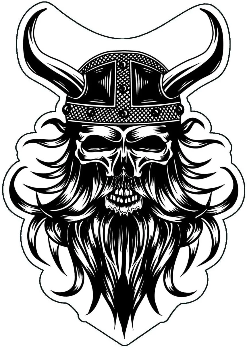 

For Viking Skull Decal - Valhalla Bearded Warrior Norse Bumper Sticker Scandinavian