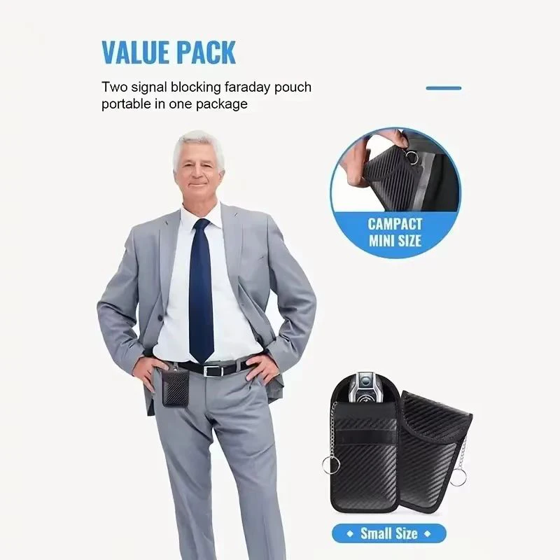 Borsa Faraday Per Portachiavi 2 Pezzi - Protezione Segnale RFID Auto - 3,5x5 Pollici - TICONN - Foto 4