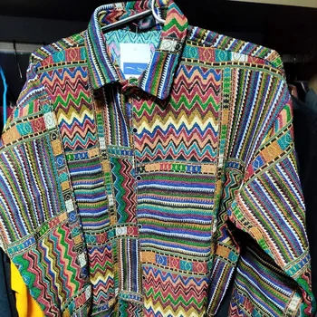 Camicia in cotone cubano autunno e inverno moda uomo risvolto foto fisica giacca camicia a maniche lunghe stile etnico sciolto di alta qualità 1