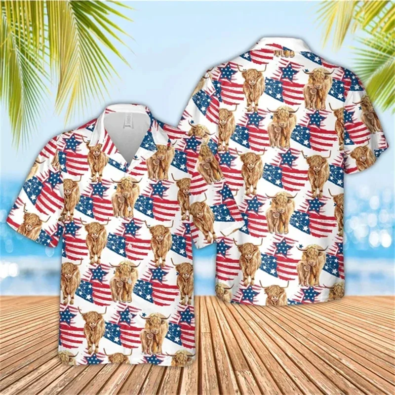 thumbnail image 1 of Camisa hawaiana con estampado 3D de la bandera estadounidense, blusa playera para hombre, camisas con solapa para trabajo, camisas cubanas, ropa para hombre, tops para hombre, 1 of 5
