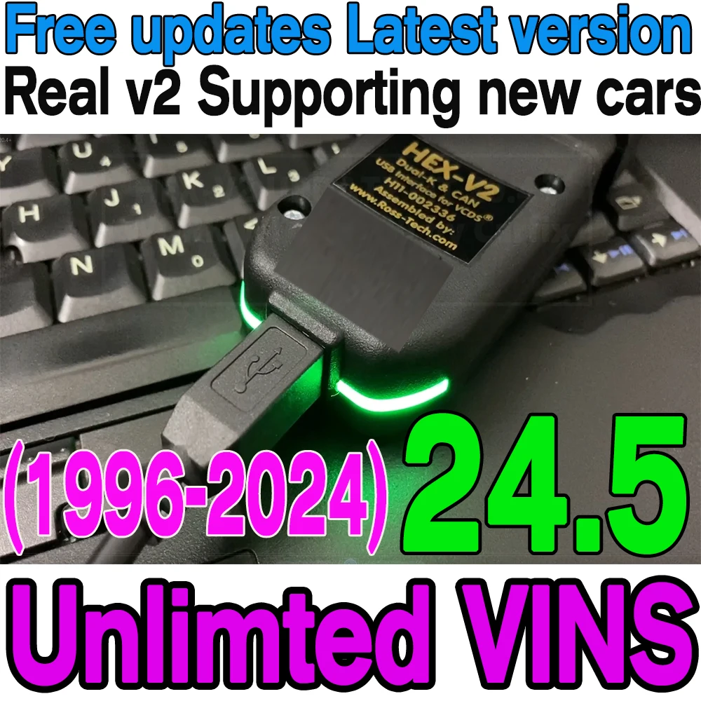 

2024 Newest Unlimited VINs VCDS Auto Diagnostic Coding VAG COM HEX V2 Hardware Interface FOR VW AUDI Skoda Seat Real V2