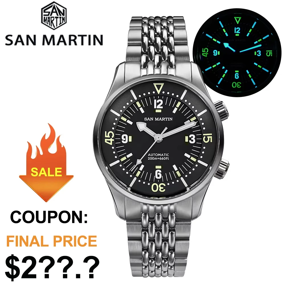 Mechanical Diver Watch San Martin SN0141W 39mm Automatic 200m Waterproof