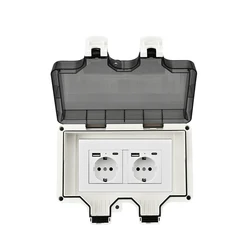 Durable Outdoor Waterproof Wall Plug, 16A, 110 - 250V, IP66 Dustproof - EU USBEU USB