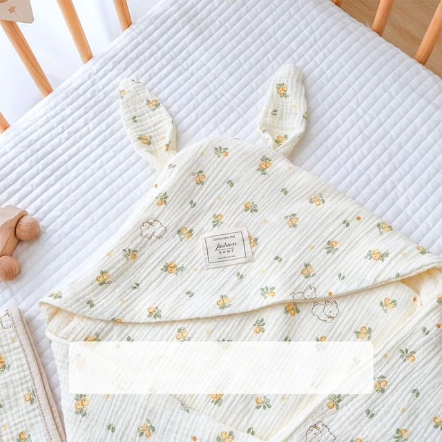 Hooded Baby Swaddle Blanket100% Cotton Spring Summer Newborn Wrap Sun Protection Soft Breathable Skin-Friendly Infant Swaddling 3