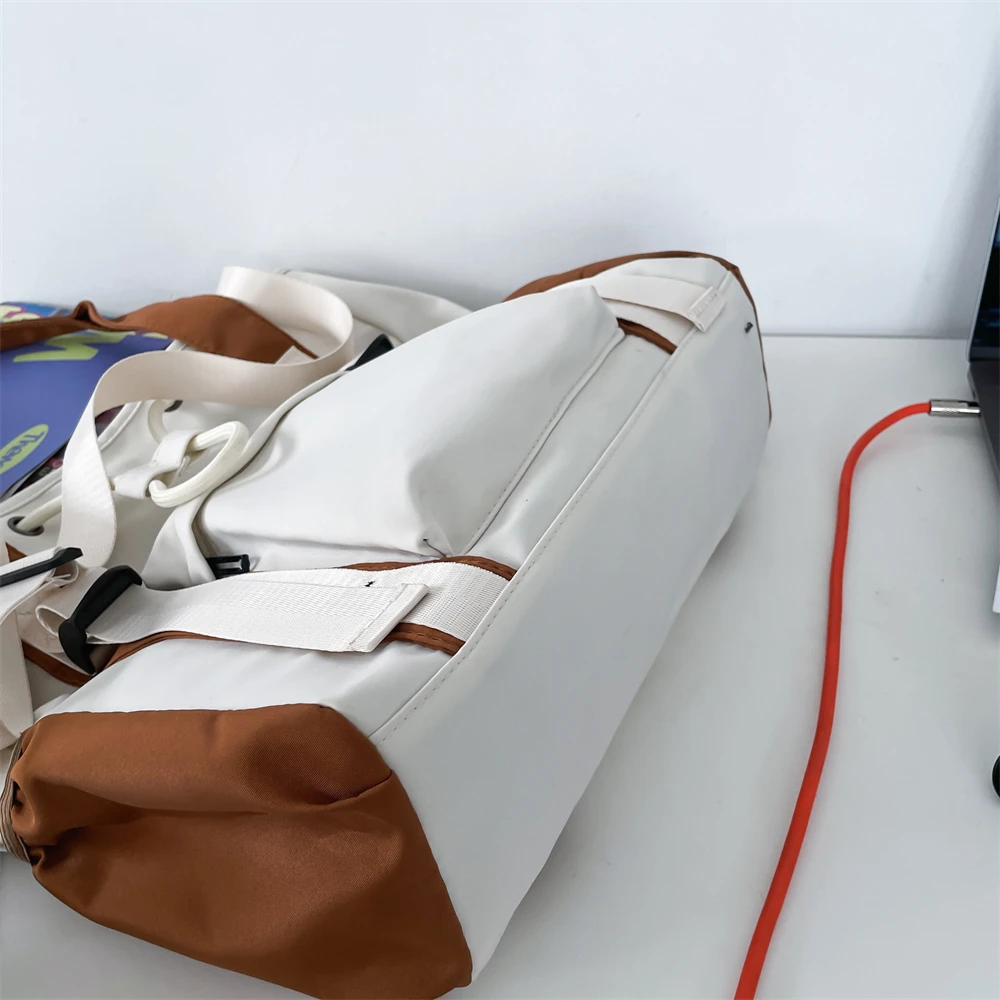 Splash-proof Nylon Fabric Shoulder Crossbody Bags For Women Multi-pocket Drawstring Tote Bag Large Capacity Student Book Handbag