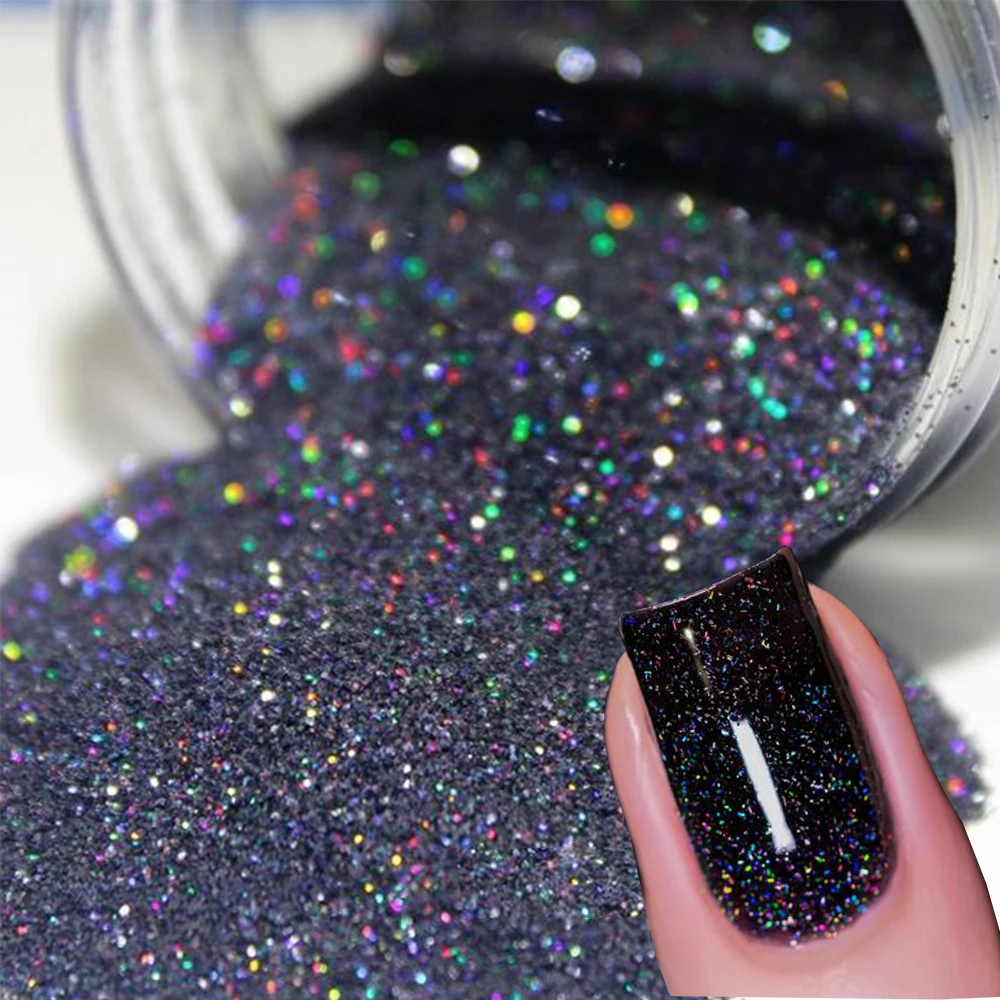 Holographic Laser Bling Rainbow Black Glitter Eyeshadow Powder - China Nail  Art and Cosmetics price