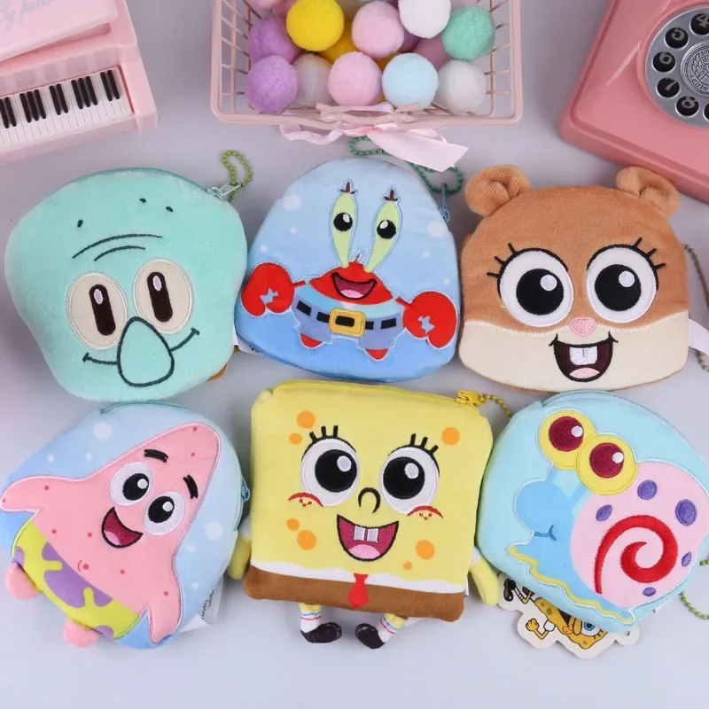 Spongebob Squarepants Patrick Star Cartoon Plush Coin Change Wallet Mini Headset Bag Lovely Key Chain Backpack Pendant Toys