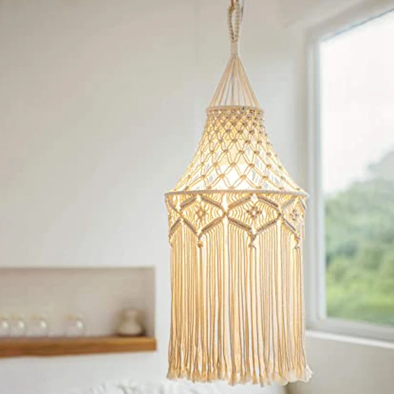 Promotion! Macrame Lamp Shade Hanging Pendant Light Cover Modern Office Bedroom Living Room Nursery Dorm Bohemian Home Deco |