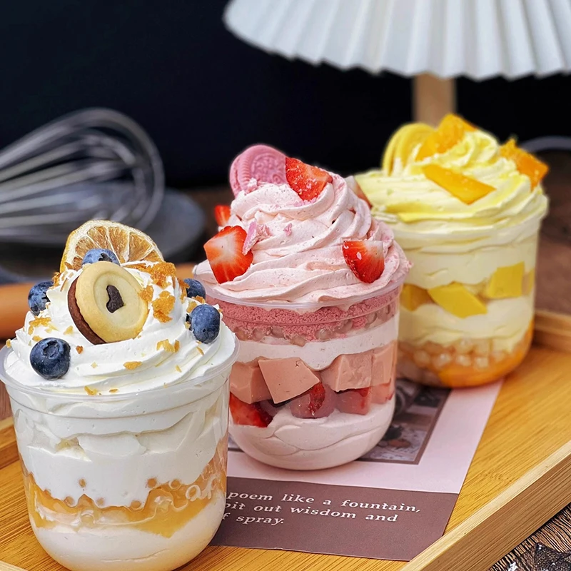 50pcs Pudding Cups With Lids Plastic Boxes Ice-Cream Mousse Dessert Picnic Party Packing