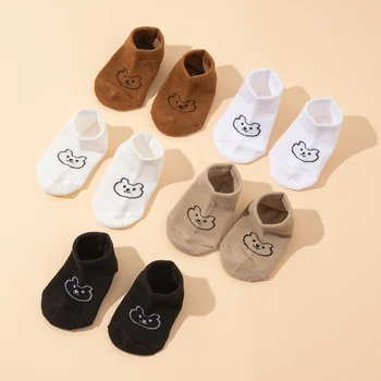 5 pairs of baby socks, cute bear-pattern elastic ankle socks, neutral baby socks, soft and suitable for newborns 1