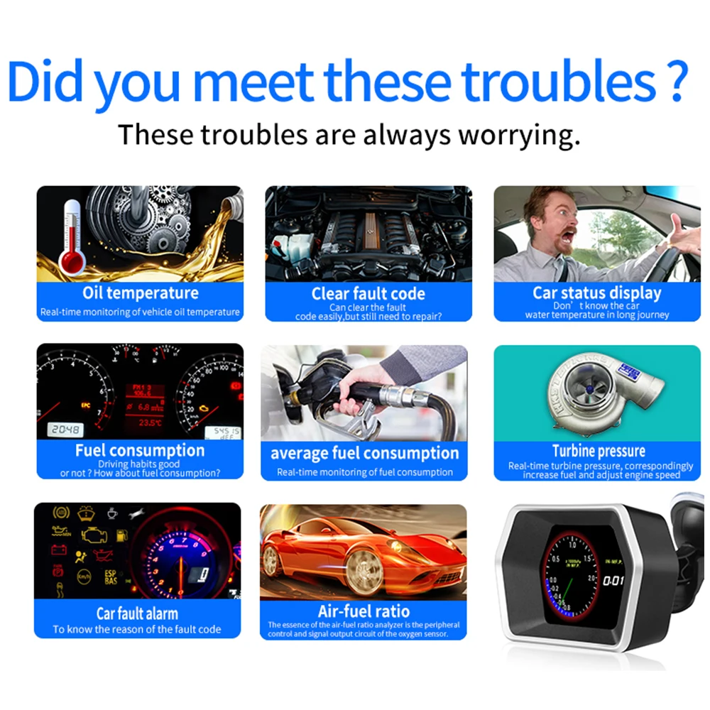 ٱ LCD  OBD + GPS  ý HUD ڵ OBD2 GPS HUD  ÷, Ʈ ˶  ӵ, ǰ