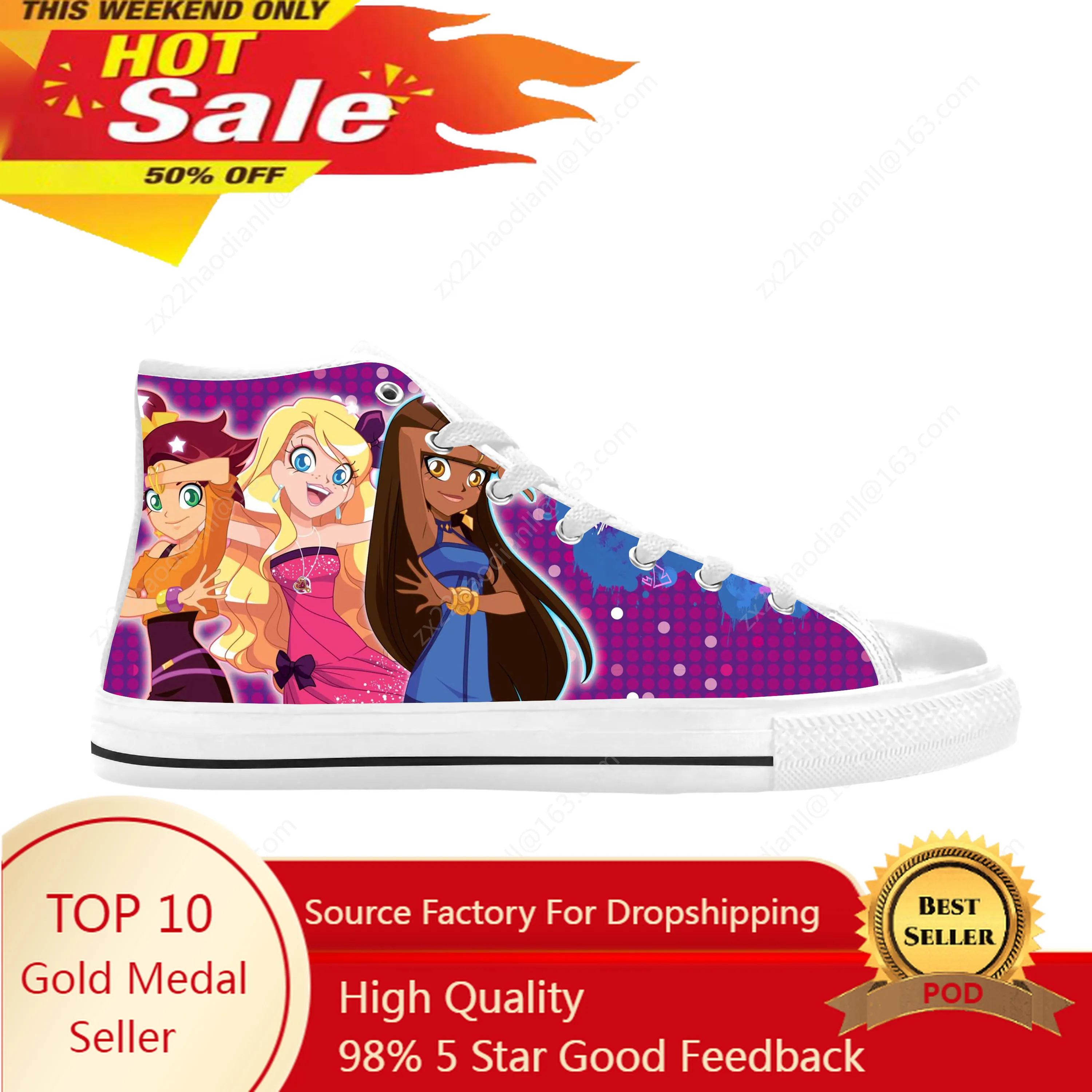 Lolirocks Anime Cartoon Manga Comic Funny Fashion Casual Cloth Shoes High Top Comfortable Breathable 3D Print Men Women Sneakers