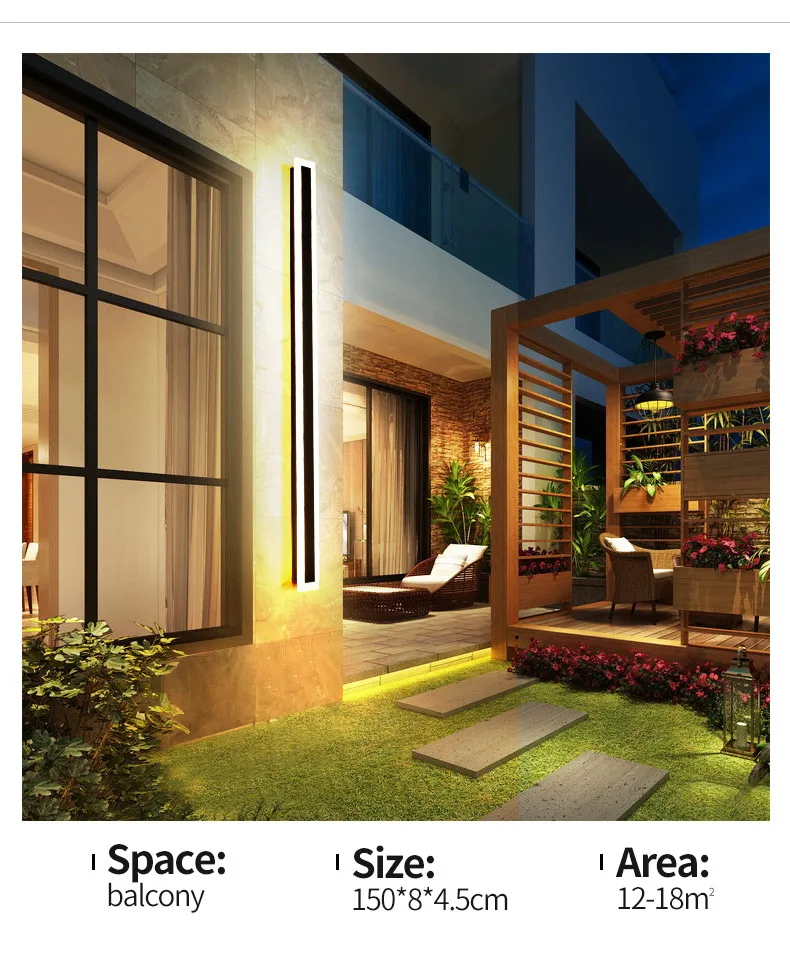 IP65 Waterproof LED long wall lamp,outdoor lighting ,balcony, decorative lamp, garden, villa modern wall lamp,110 v,220v wall lamp light