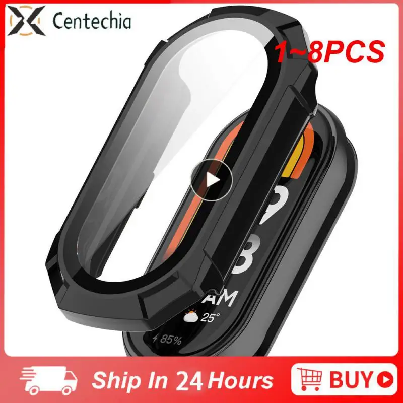 

1 ~ 8 шт. закаленное стекло + чехол из поликарбоната для Mi Band 8 7 6 5 4 защита для экрана защитный бампер для Mi Band8 Miband8