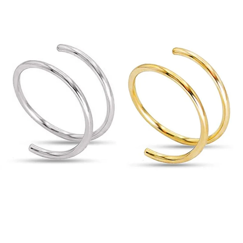 1PC Stainless Steel Double Layers Nose Ring for Single Piercing Women Men Twist Nose Hoop Spiral Nose Ring Earrings Jewelry 20g