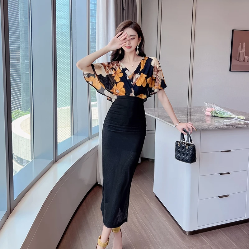 Vestido de verano con escote en V para mujer, ropa elegante con