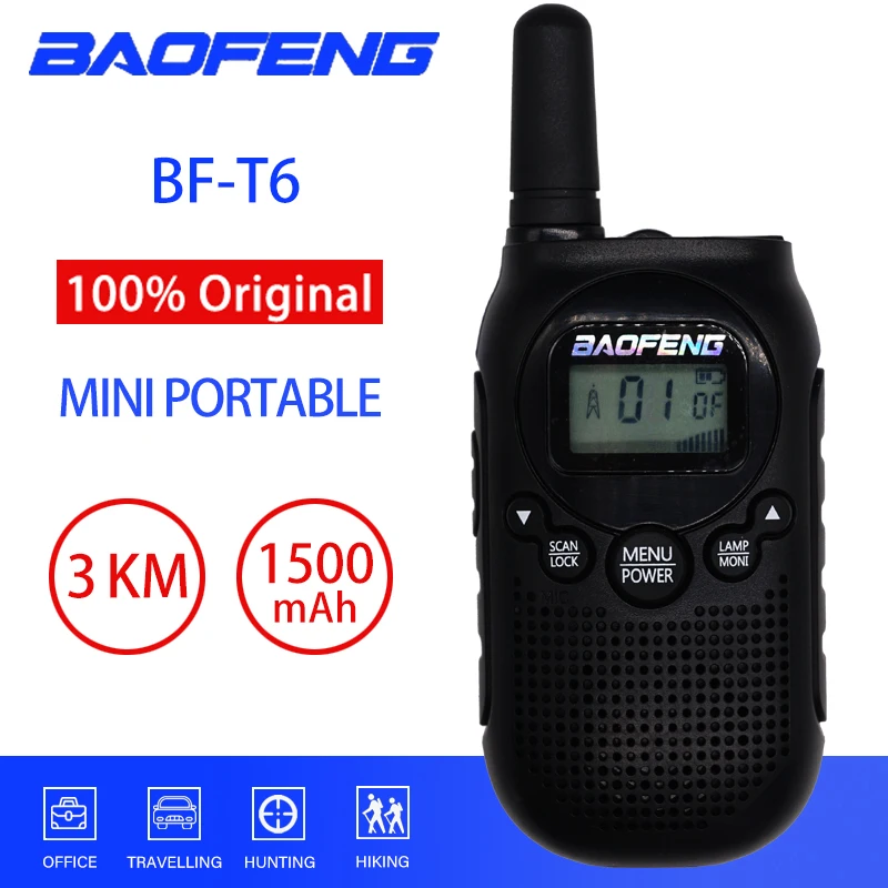 

New Arrival Baofeng Walkie Talkie T6 0.5W FRS PMR Fashion Mini Handheld Two-Way Radio BF-T6 For Kids Toy Ham Radio Transceiver
