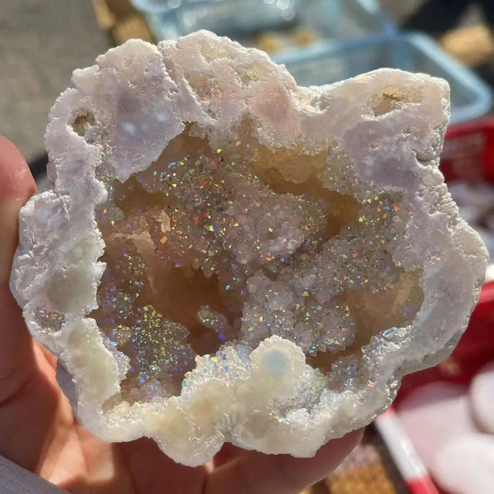 

Raw Natural Agate Quartz Geode Healing Gemstone Ornament Color Plated Crystal Cluster Mineral Specimen Energy Stone Decor