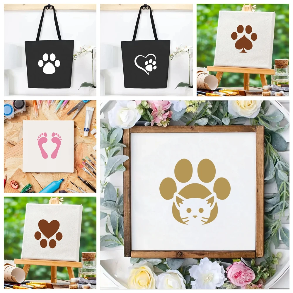 1pc Flexible Dog Paw DIY Layering Stencils For Designing Wood, Paper, Picture Frames, Fabric And Walls Decorative Template in memory of designing contemporary memorials