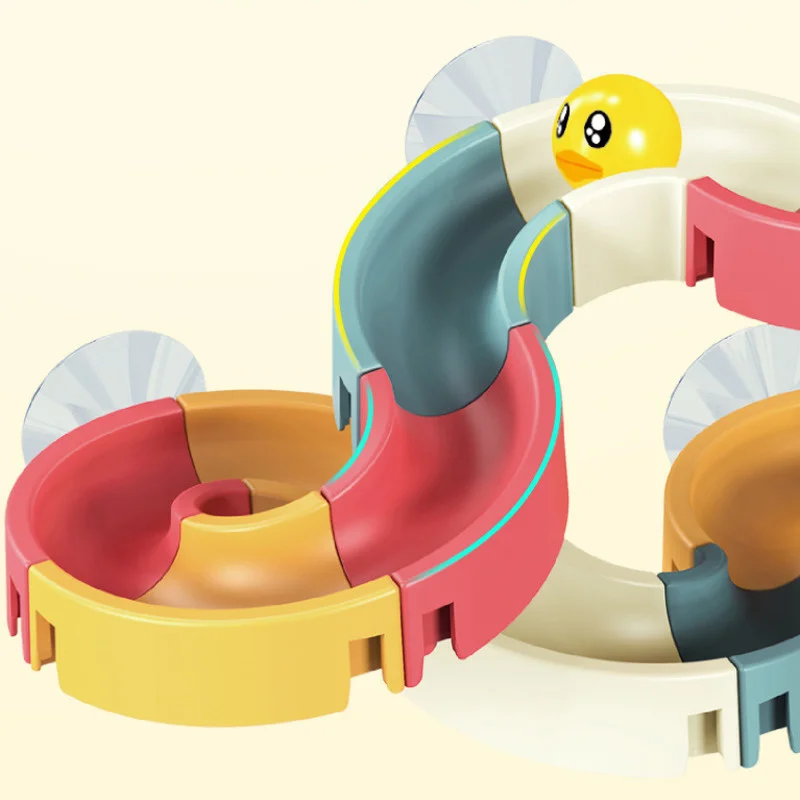 Baby Bath Toys DIY Slide Tracks Pipeline Yellow Ducks Bathroom Bathtub Play Rainbow Shower Water Educational Toys For Children 2