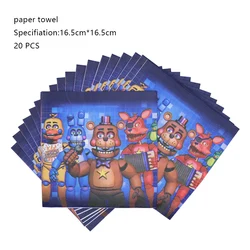 Five Nights at Freddy's Birthday Party Decoration Set - Themed Balloons, Tableware, and Banner (Napkin - 20pcs)