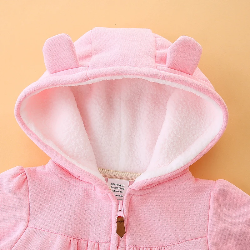 Spring and Autumn Baby Sweatshirt Fleece-Lined Girl Baby Outwear Fleece Top Thickeneded Warm Zipper Cardigan Trendy K-Style