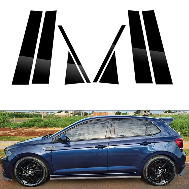 Gloss Black Door Deal Pillar Post Window Decor Cover Set Fit For Volkswagen VW Polo 5-door Hatchback car door moulding trim,window door cover trim,car window trim