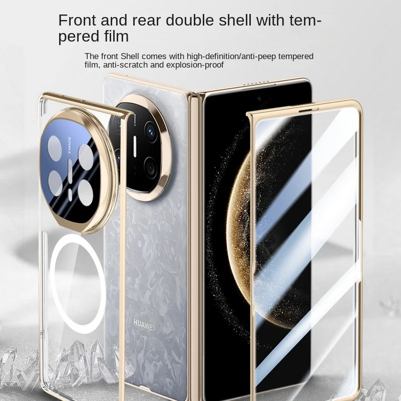 Magnetic Metal Lens Holder Privacy Tempered Glass Protective Case - Fully Wrapped Cover