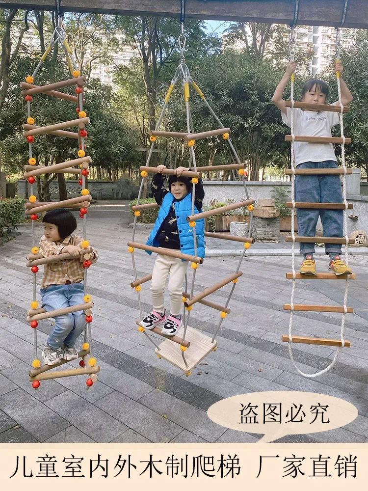 

Children's Ladder Kindergarten Outdoor Early Education Climbing Wooden Ladder Sensory Training Equipment Suspension Fitness