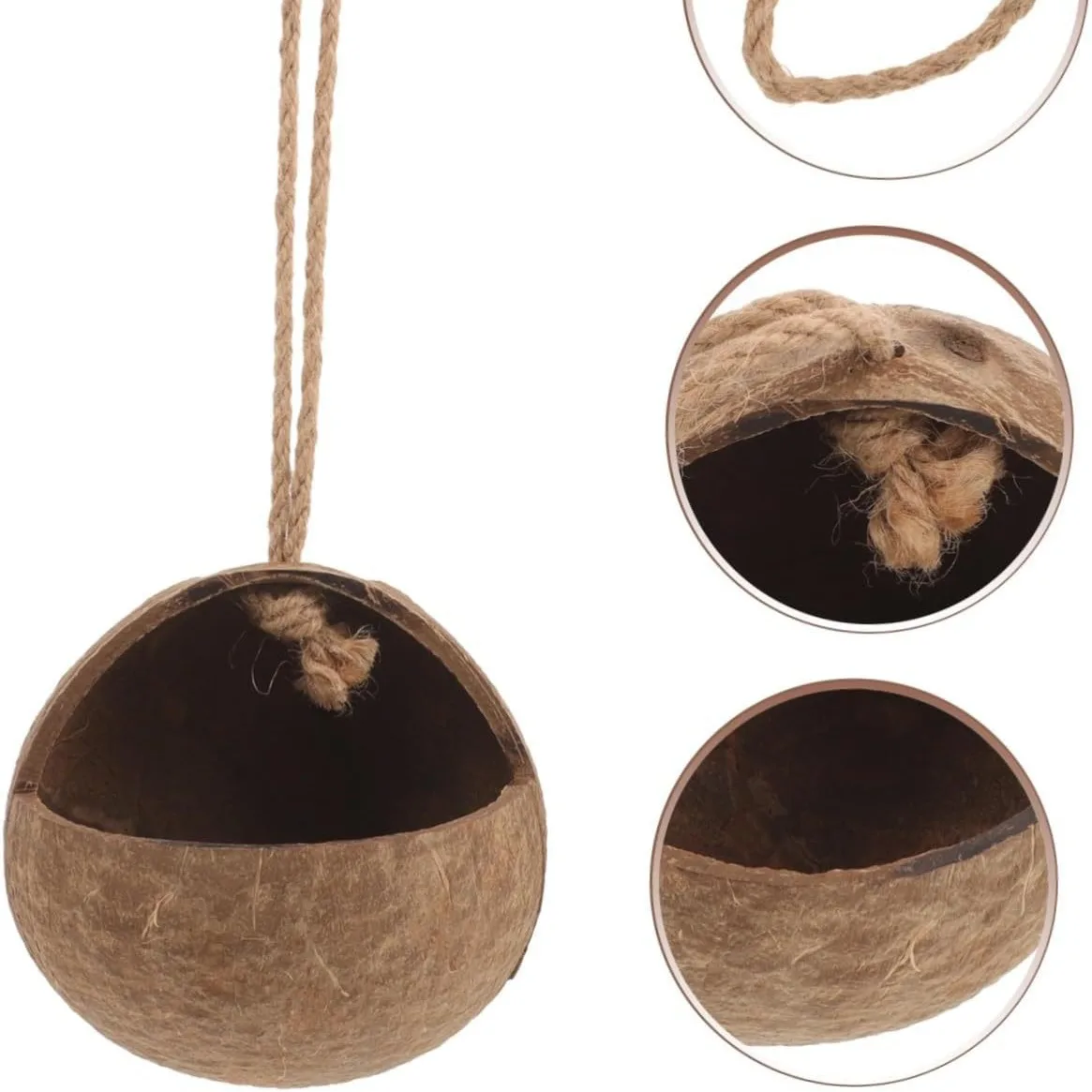 Natural Coconut Shell Bird's Nest Parrot's Nest Parrot's Breeding Swing Hammock Hanging Ring Parrot Toy Suspension Bridge