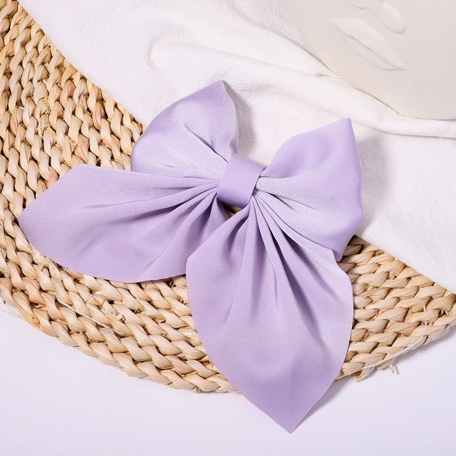New Sweet Bow Hairpins Solid Color Bowknot Hair Clips For Girls Satin Butterfly Barrettes Duckbill Clip Kids Hair Accessories 11