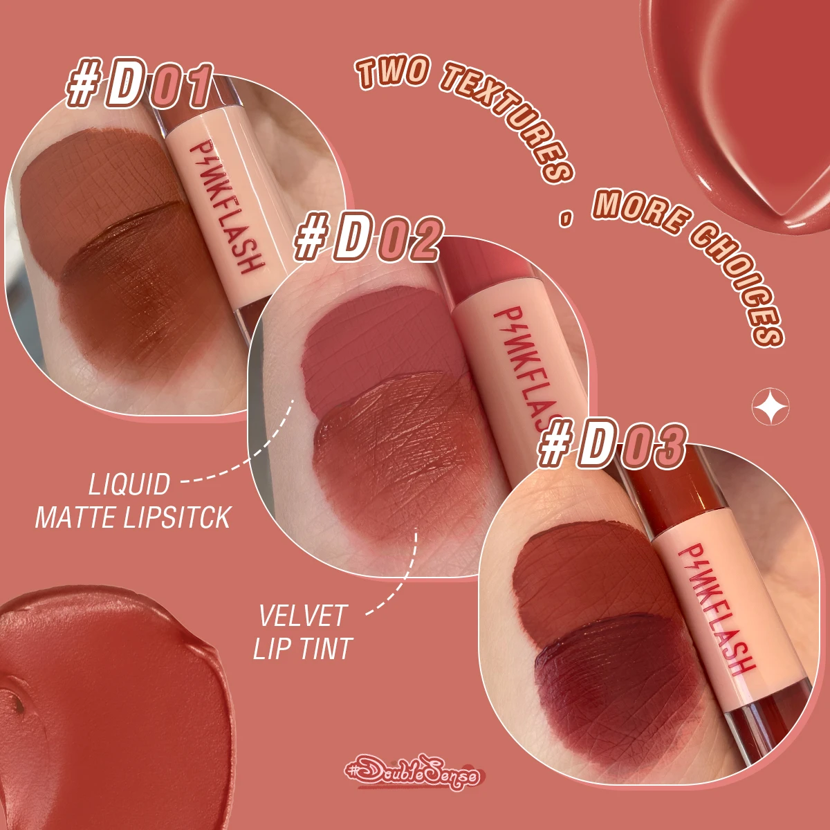 PINKFLASH 2 v 1 dual-head samet kapalina rtěnka long-lasting matná lippe lesklý vysoký barvicí prostředek lehoučké liptint líčení kosmetika