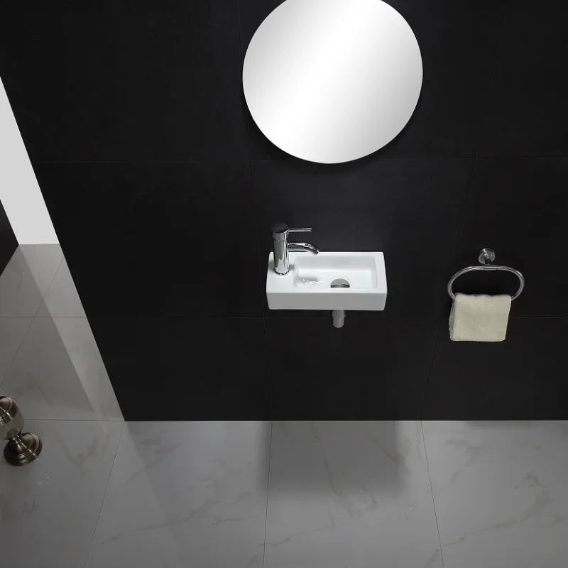 Bathroom Sink Family Bedroom Balcony Ultra-narrow Ceramic Bathroom Sink Mini Square Wall-mounted Wash Basin