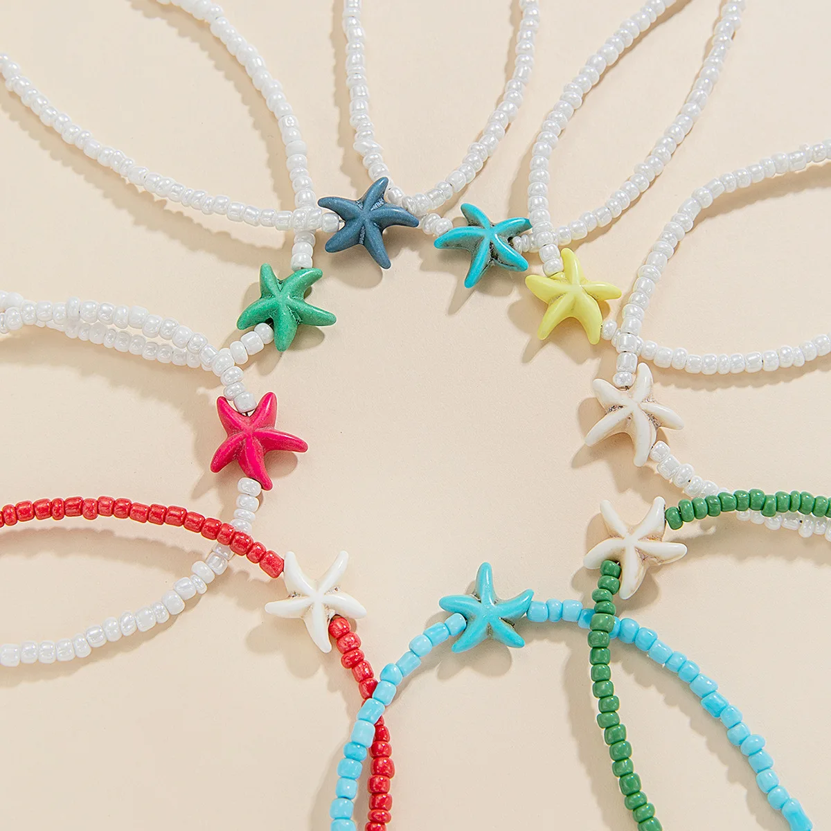 Shell Starfish Short Necklace for Women Multicolour Sea Star Beads Handmade Clavicle Choker Summer Beach Jewelry Stylish Bijoux