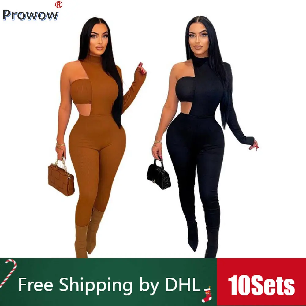 

10 Sets Bulk Wholesale Women Pant Sets Irregular Bare One Shoulder Bodysuit and Chest Wrap 2023 Summer 2 Piece Set Jumpsuit 9295