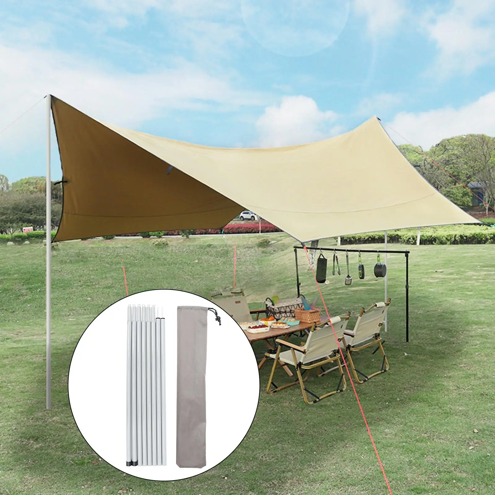 8 Pieces Tent Rods Beach Shelter Detachable Tent Pole for Tarp Adjustable