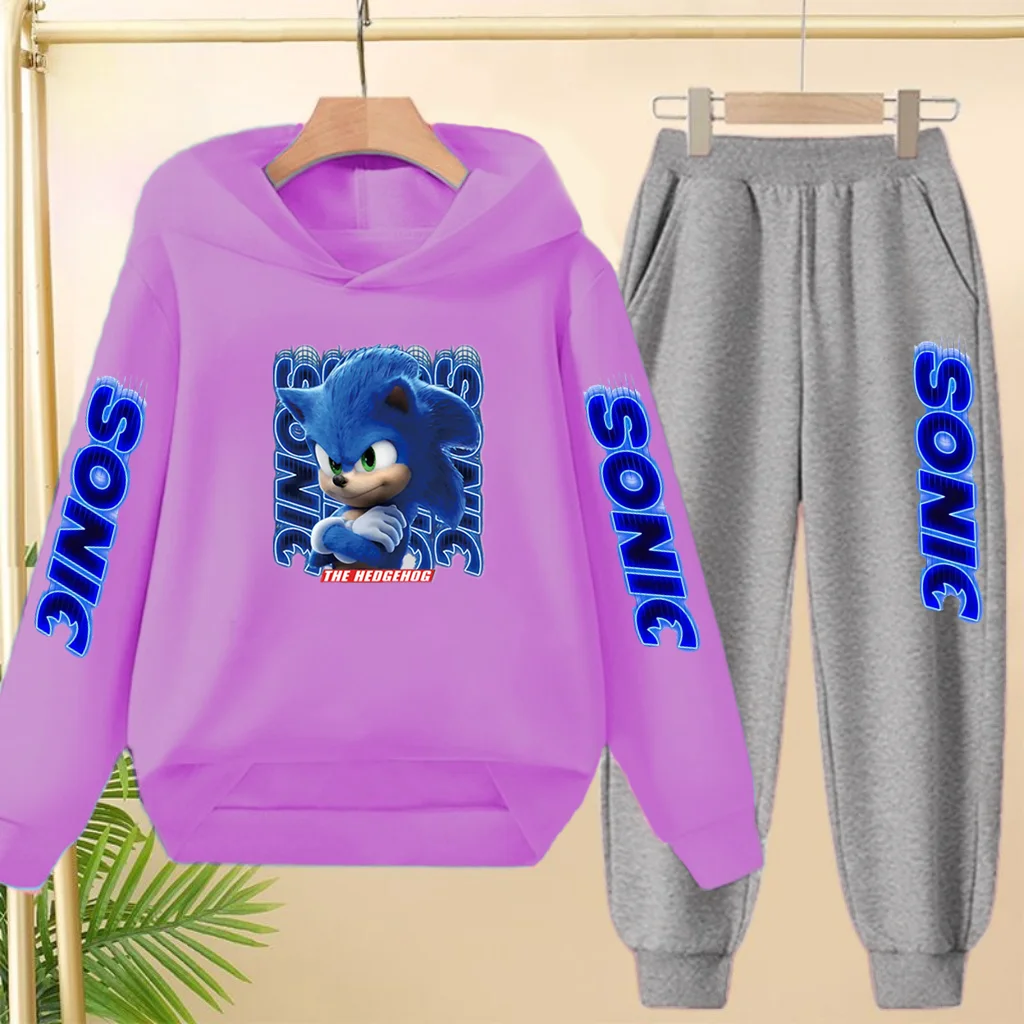 Cozy Blue Kitten Print Winter Sweatshirt and Jogger Set