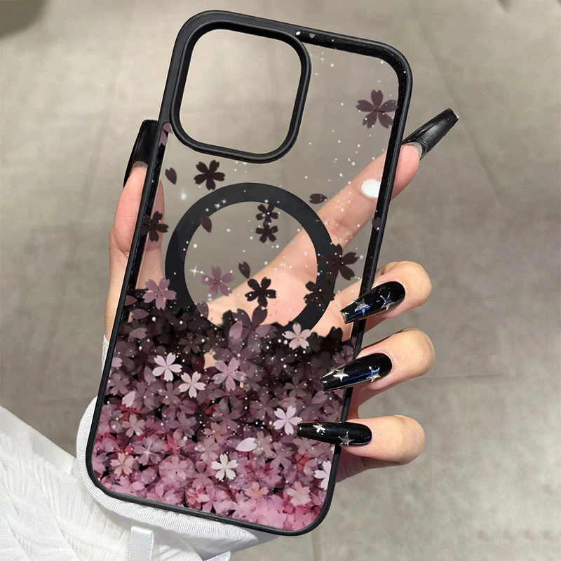 Elegant Cherry Blossom Phone Case with MagSafe Compatibility