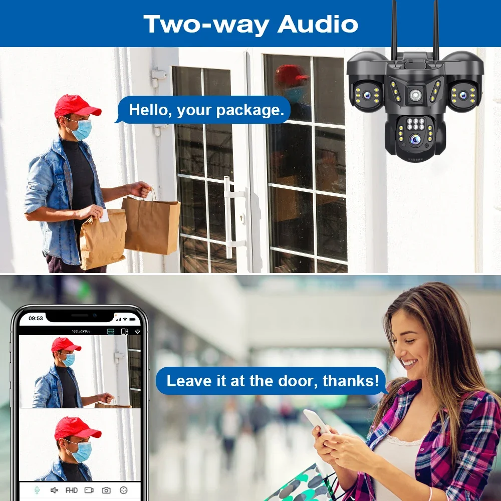 4G SIM Three lens Security Camera 15MP Outdoor CCTV Auto Tracking Night Vision Full Color Waterproof Motion Detection IP Camera 2