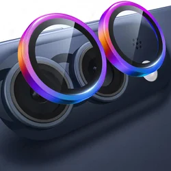 Sleek Aluminum Alloy Camera Glass Protector with Metal Ring Lens Cover for iPhone Duo (Color 05)