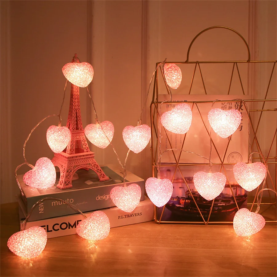 

1.5/3M Pink Love Heart String Light Romantic Lady Girl Bedroom Fairy Garland Light For Indoor Christmas Party Wedding Decor