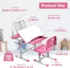 Kids Desk and Chair Set Multi Functional Kids Study Desk for Kids School Desk with Tiltable Desktop, 3 Modes Light, Bi 6