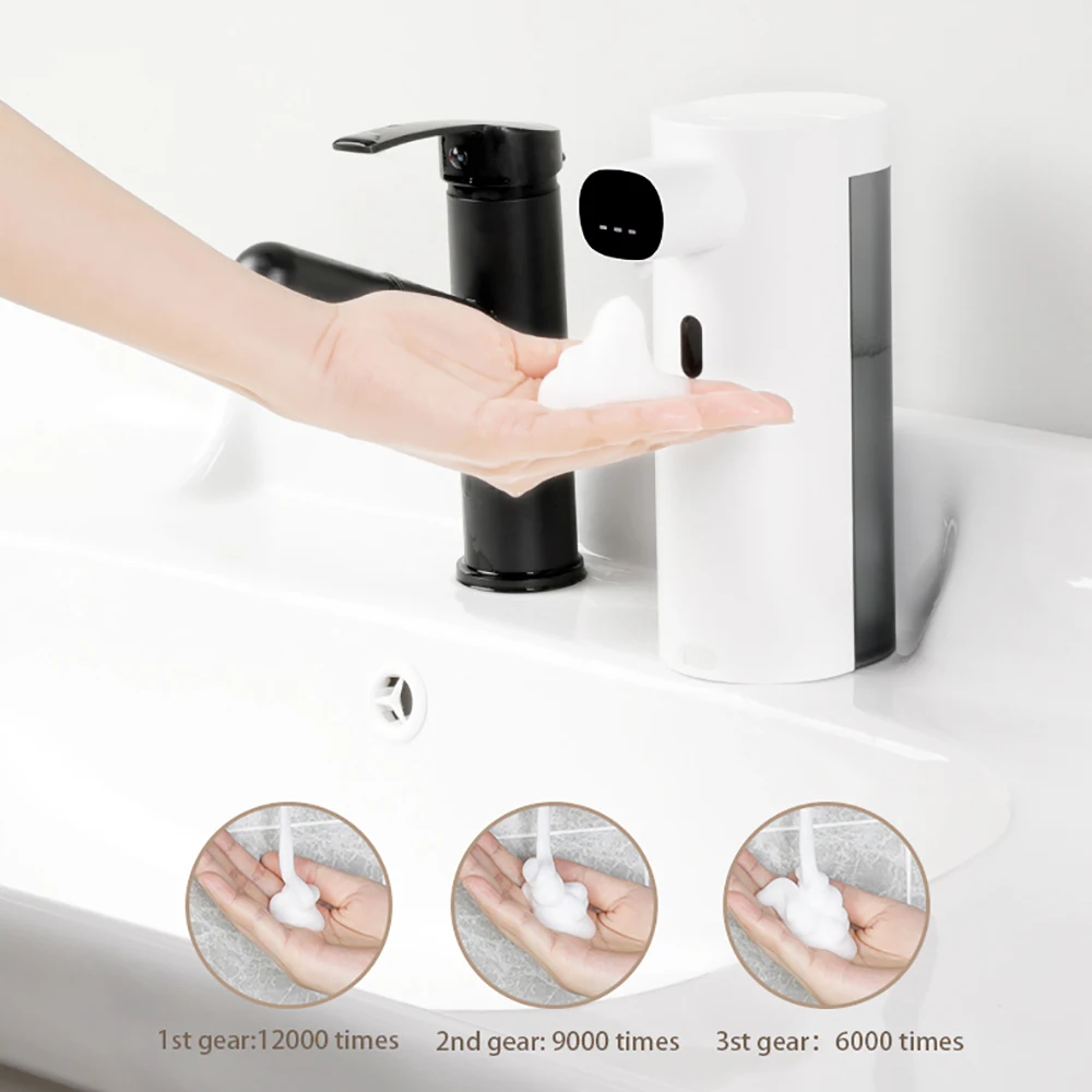 Soap Dispenser Soap Pump Soap Dispenser Head Wall Mounted Dispenser Automatic Soap Dispenser 300ml USB Rechargeable Contact-free Home Infrared Induction Antibacterial Hand Soap Lathering Machine