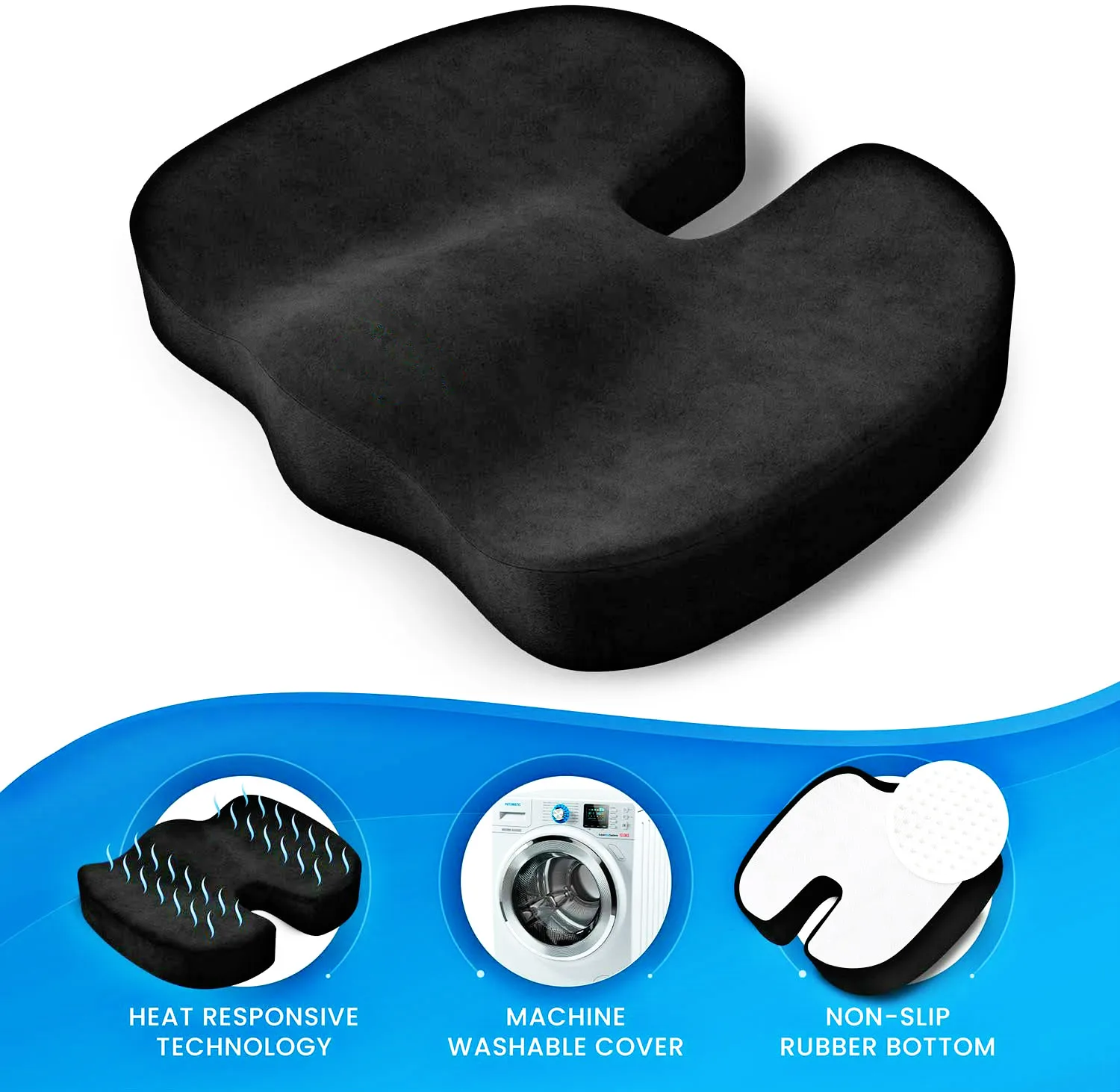 Memory-Schaum Hämorrhoiden-Kissen Ergonomisches Bürostuhl-Sitzkissen für Rückenschmerzen-Linderung Steißbein Autositz Bestseller – Detail 14